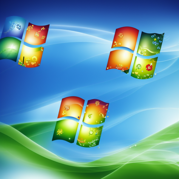 a set of windows 7 wallpapers on a blue background