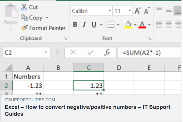 how to convert negative numbers in excel