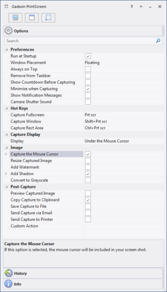 a screenshot of a computer screen with a number of options