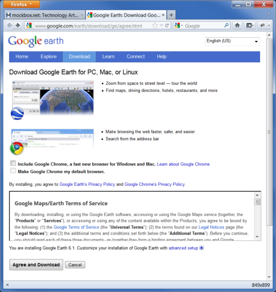 a screen shot of the google earth browser