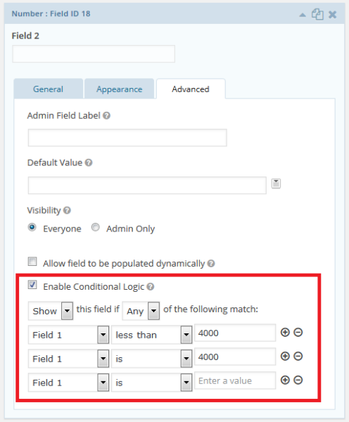 a screenshot of a field with a number field to the left and a field to the right