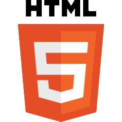 the html logo on top of an orange shield