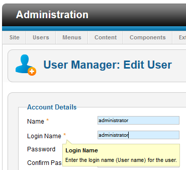 a screen shot of a login page for a user