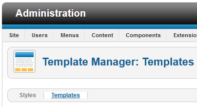 a screen shot of the template manager templates page