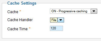 a screen shot of the cache settings dial