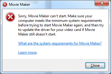 a computer screen with a message that says movie maker