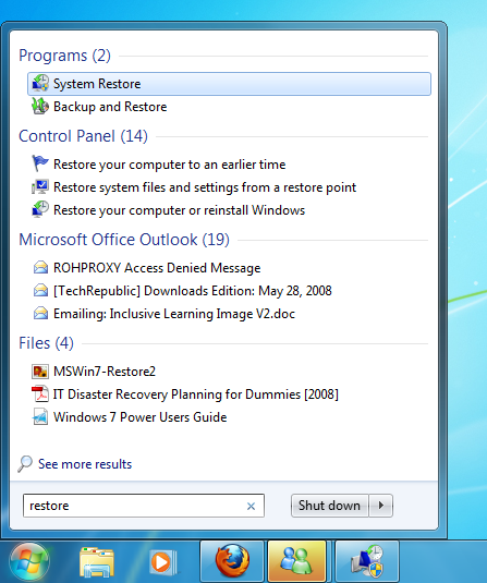 the start screen of a windows 7 system