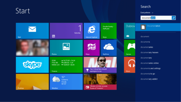 the start screen of the windows 8 start screen