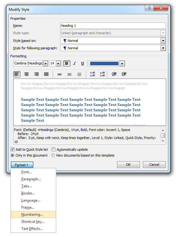 how to update word table of contents 2010