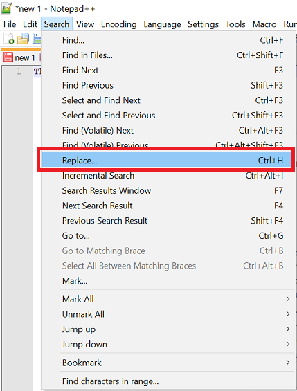 a screenshot of a window with the search results highlighted