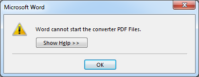 the word cannot't start the converter file