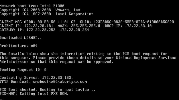 SCCM-PXEBootAborted