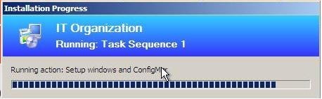 a screenshot of a computer screen with a message that reads it organization running task sequence 1