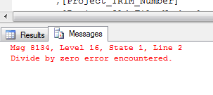 SQL - Divide by zero error 1