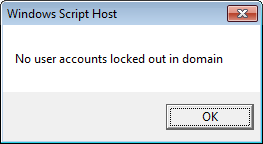 a computer screen with a message that reads no user accounts locked out in domain