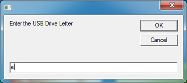 a screenshot of a computer screen with the text enter the usb drive letter