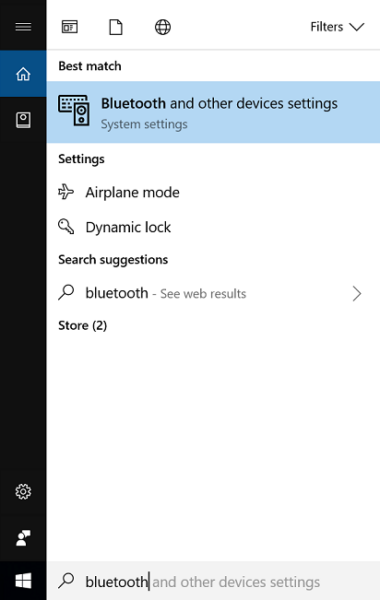 the bluetooth and other devices settings in windows 10