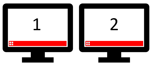 a couple of monitors with numbers on them