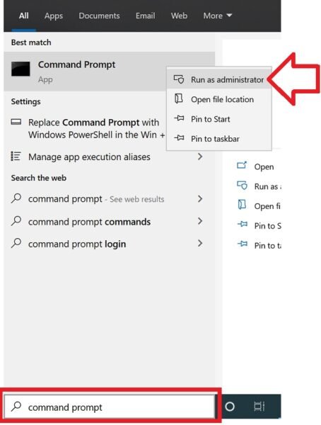 the command prompt menu in windows 10