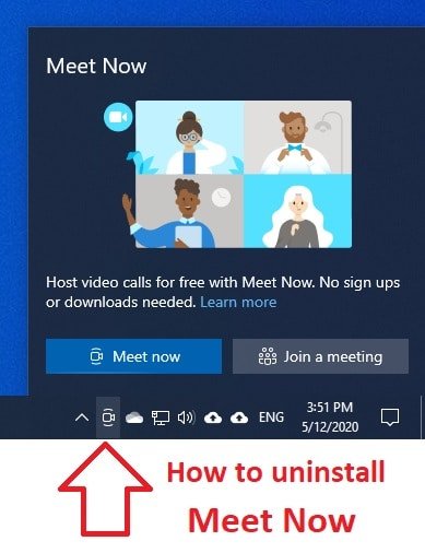 how to uninstall meet now on windows 10