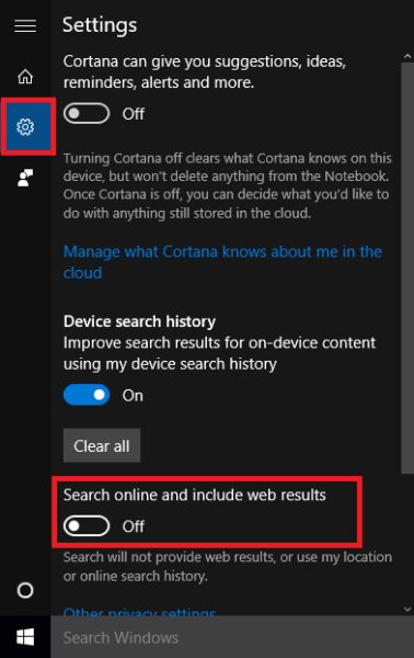 the settings menu in windows 10