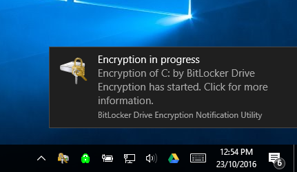 a computer screen with a message that reads encryption progress