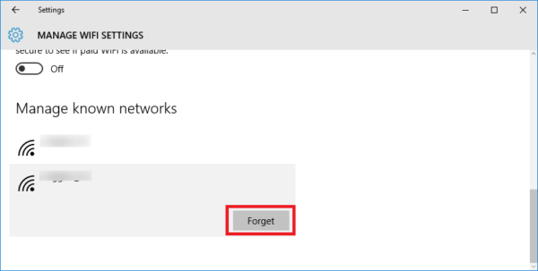the manage network settings in windows 10