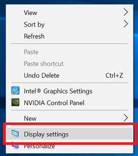 the display settings menu in windows 10