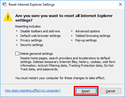 the internet explorer settings dialing for the internet explorer