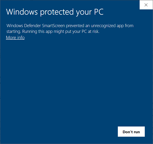 SOLVED] Windows Defender SmartScreen prevented an unrecognized app error