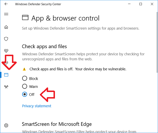 disable windows smartscreen