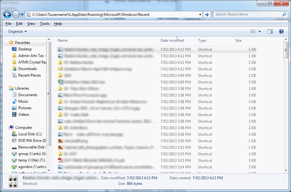Windows 7 ‘recent Items Folder Location It Support Guides