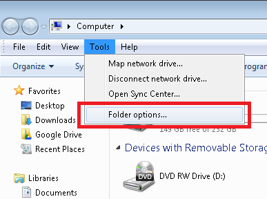 a screenshot of a device with remote storage highlighted