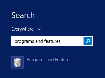 a blue screen with the search button highlighted