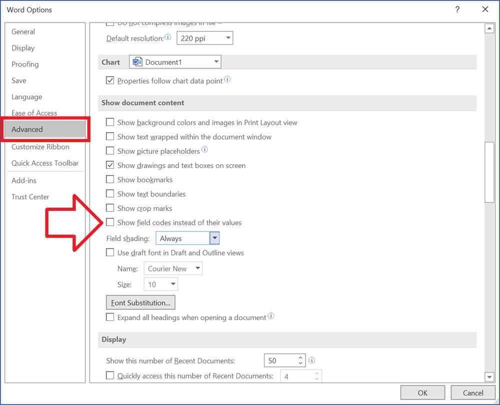 insert field in word 2016