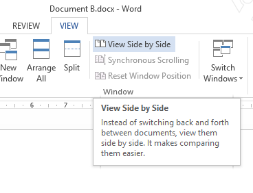a screenshot of a window with the view side by side option