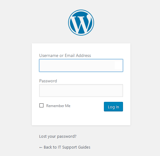 a login page for a wordpress website