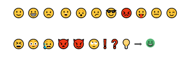 a number of smiley faces with different expressions