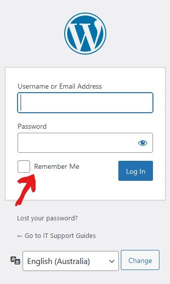 the login page for wordpress