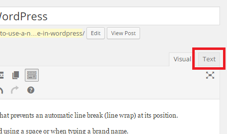 a wordpress page with the wordpress button highlighted