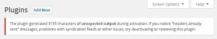 WordPress-UnexpectedOutputDuringActivation1