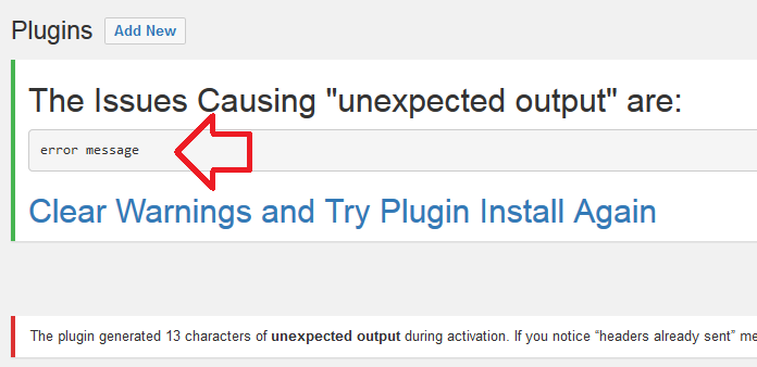 WordPress-UnexpectedOutputDuringActivation2