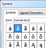 accent characters