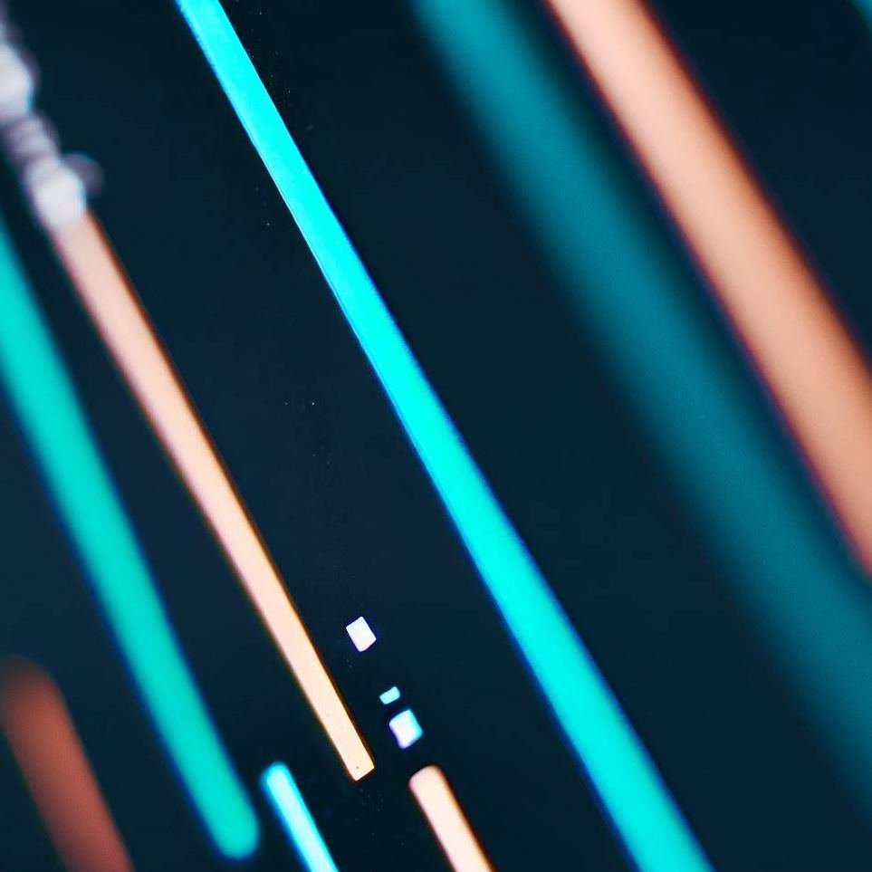 a close up of a computer screen with neon lights