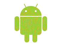 a green android logo on a white background