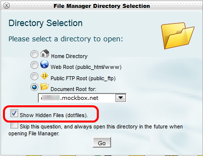 the file manager directory selection