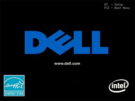 a dell computer logo on a black background