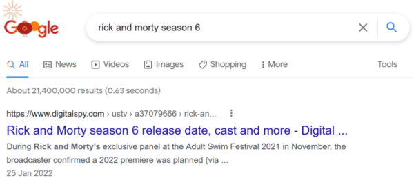 a screen shot of a google search