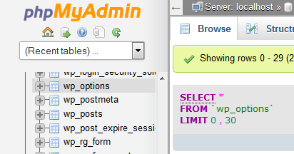 a screenshot of a web page with a number of options